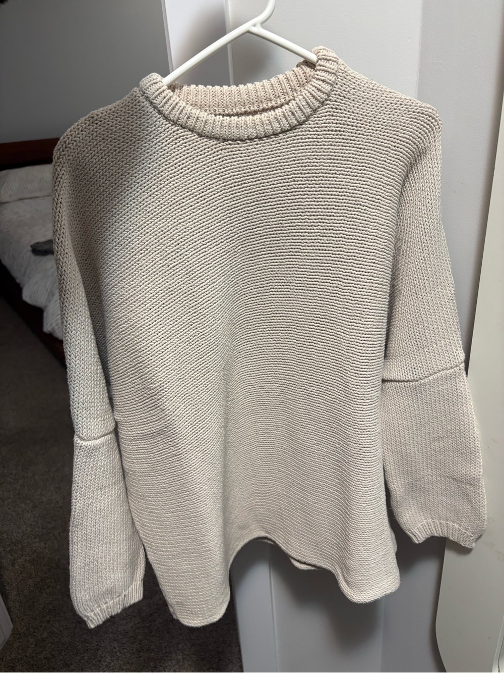 OAK + FORT Cream Relaxed Crewneck Sweater